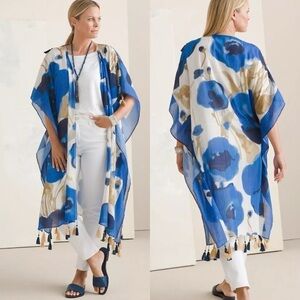 Aratta Silent Journey Kimono-Style Tassel Wrap Top In Blue One Size